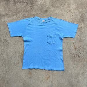 Vintage 40s Hanes Suede Knit Pocket T-Shirt Medium